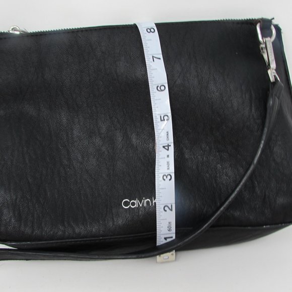 CALVIN KLEIN BLACK  STRESSED FAUX LEATHER SHOULDER / CROSSBODY BAG! - Picture 8 of 8